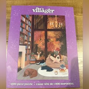 Villager Cozy Autumn Scene Puzzle - Purple and Orange